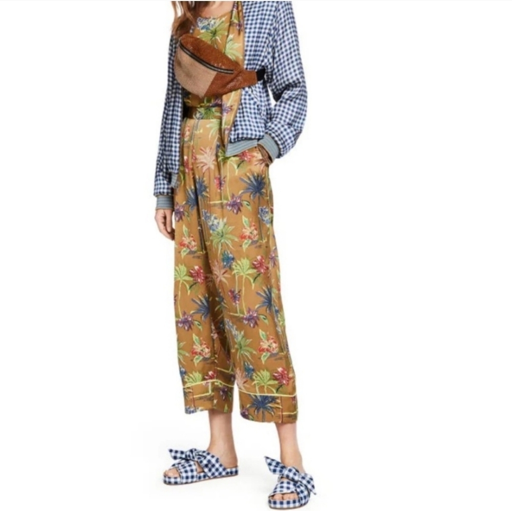 NWOT Scotch & Soda Floral Tan Pants Sz M
